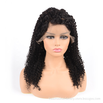 Factory Price Natural Color Kinky Curl Raw Human Hair 360 Lace Frontal Wig Cap With Baby Hair